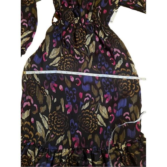 Kensie Women's Floral Print Belted Chiffon Flounce Midi Dress Size 2 - Picture 3 of 11